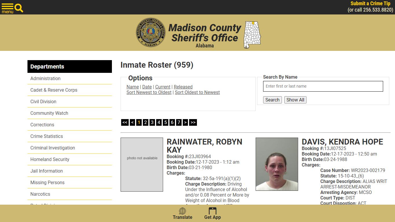 Inmate Roster - Madison County Sheriff's Office