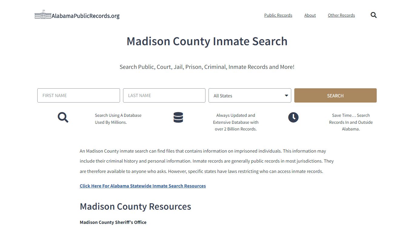 Madison County Inmate Search - Current & Past Jail Records